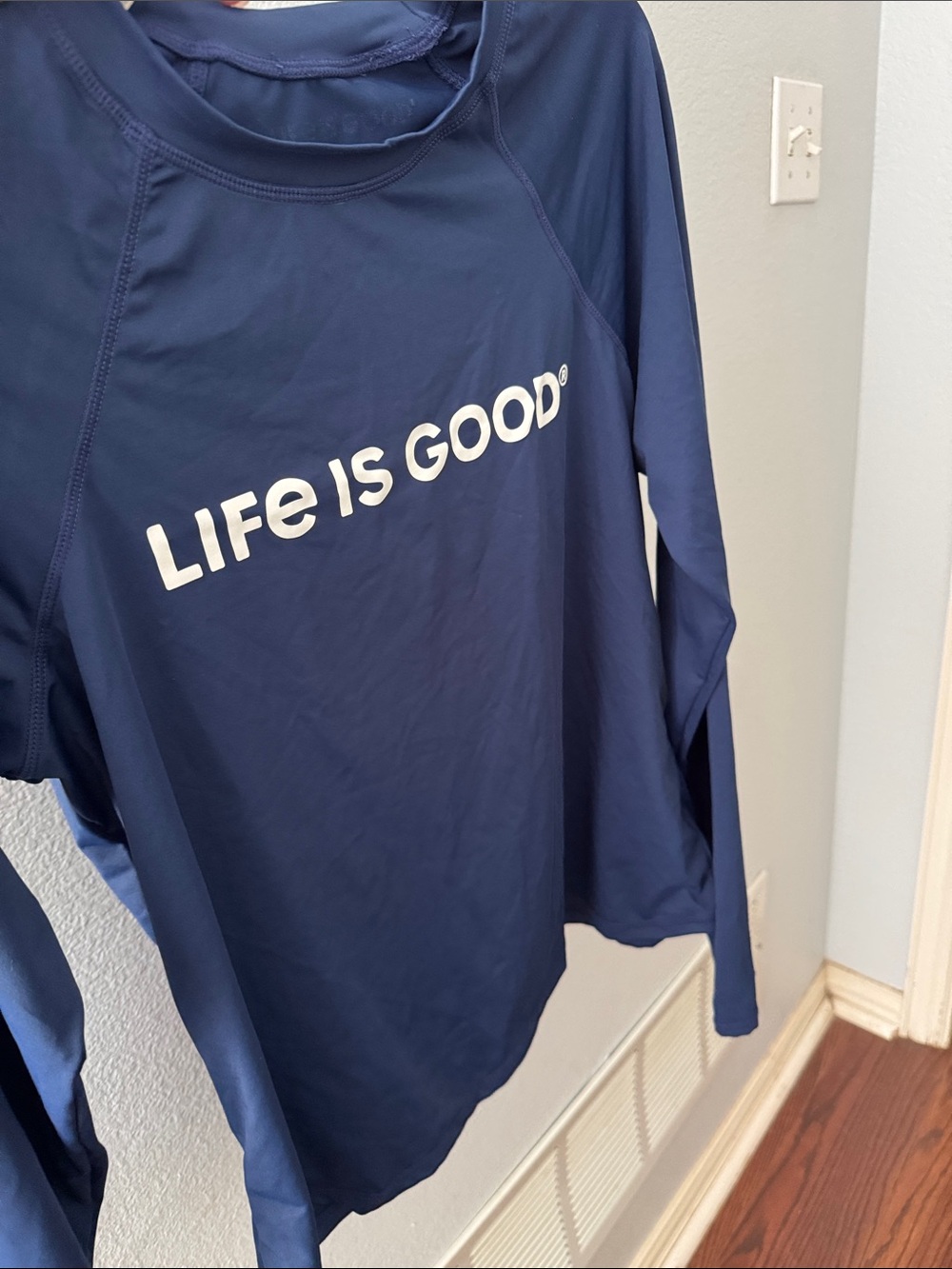 Life Is Good Navy Blue Long Sleeve Logo Performance Top